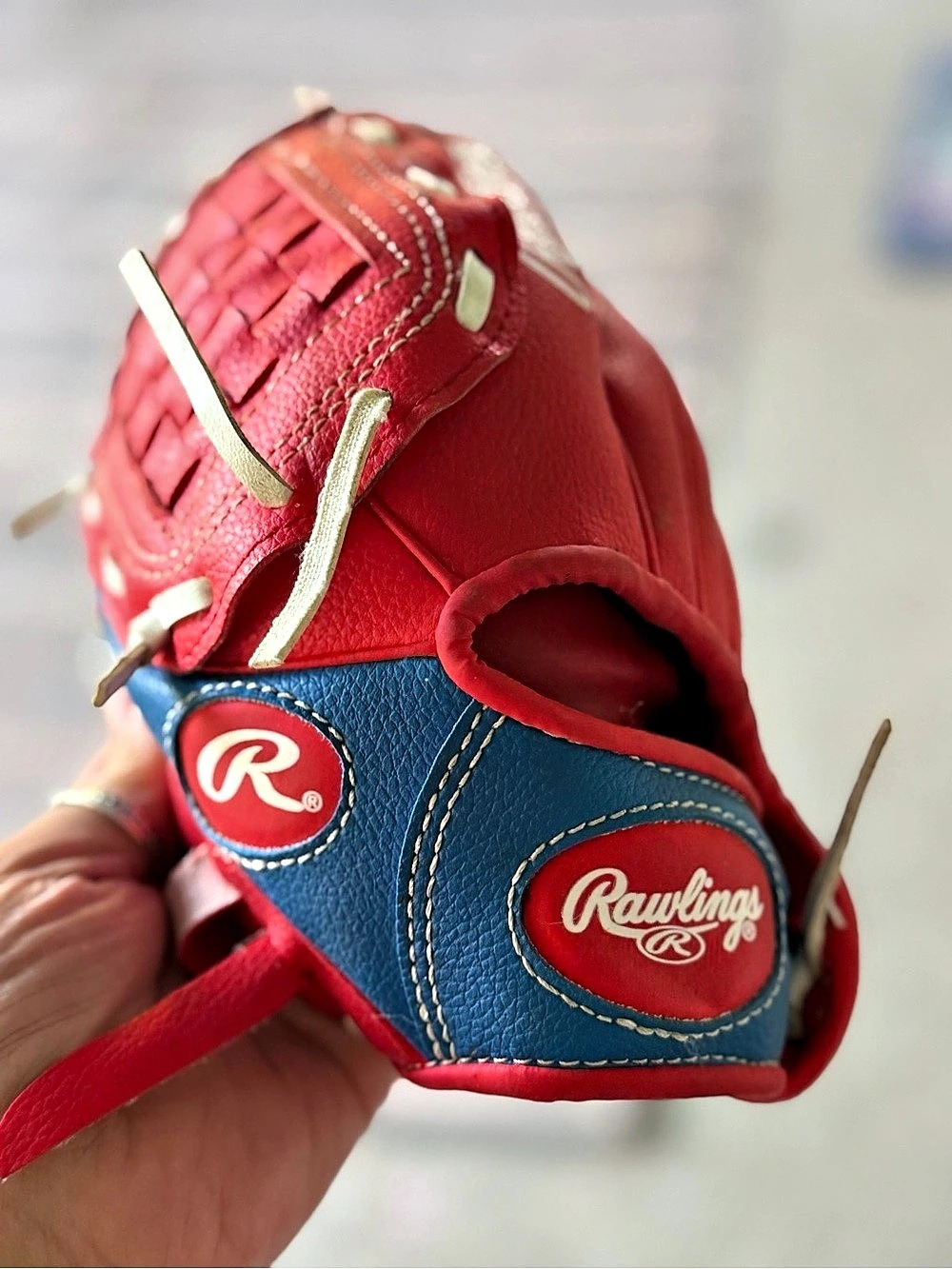 Rawlings PL91SR Baseball Glove Red & Blue